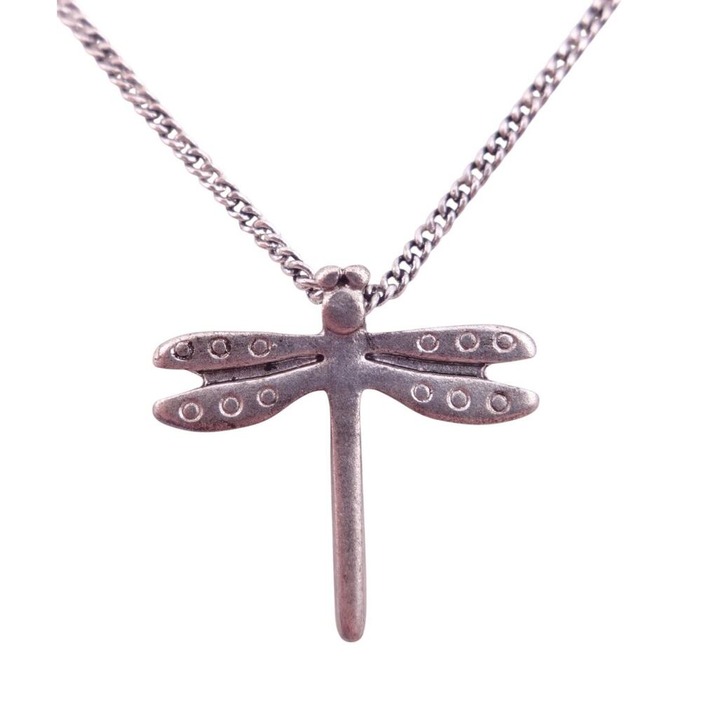 Splendid Iris Silvertone Dragonfly Pendant on Curb Chain Necklace 17.5" NWT